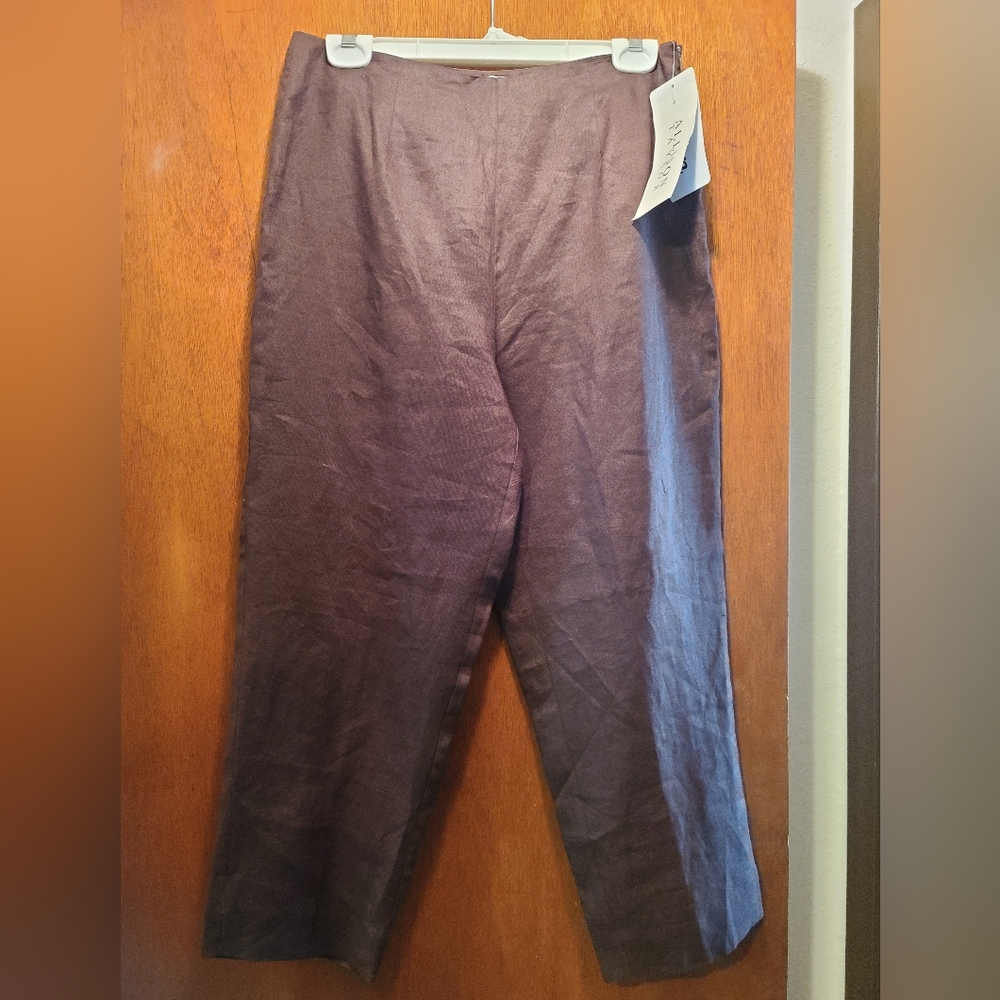 Allison Taylor linen chocolate peddle pushers capris👖 pants sz8 - Picture 8 of 8
